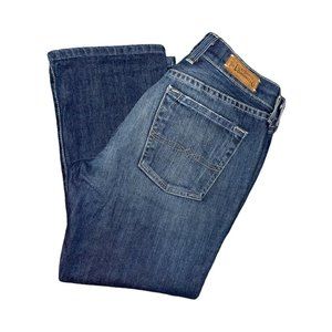 Lucky Brand Classic Rider Crop Dark Wash Distressed Jeans Womens 2 26 23